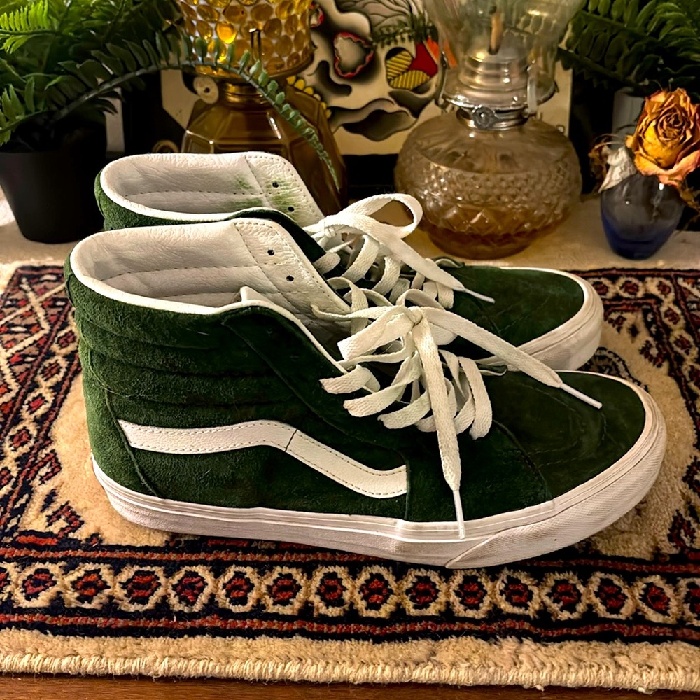 Dark green suede high top vans size 8.5 women